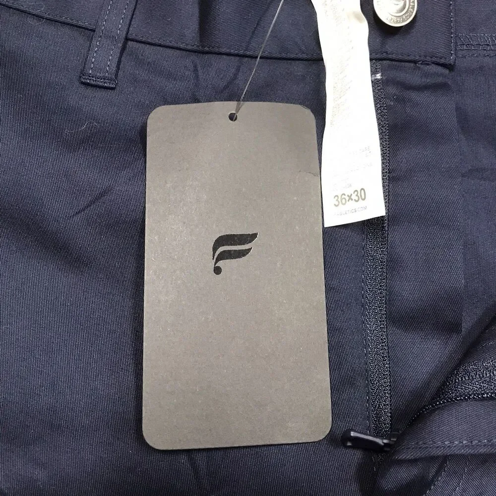 NWT FABLETICS High Side Chino Men 36x29 Navy Blue Wrinkle Resist Stretch Golf